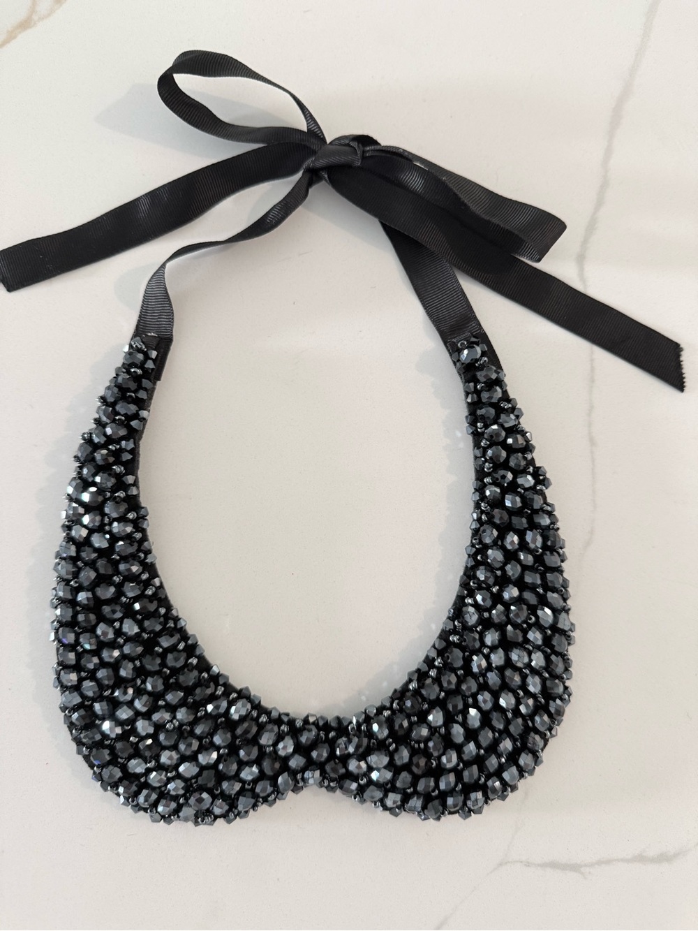 Beaded Peter Pan Collar Necklace - Black